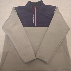 Under Armour Shirt, 2XL, Navy Blue and Moss Green, Quarter Zip